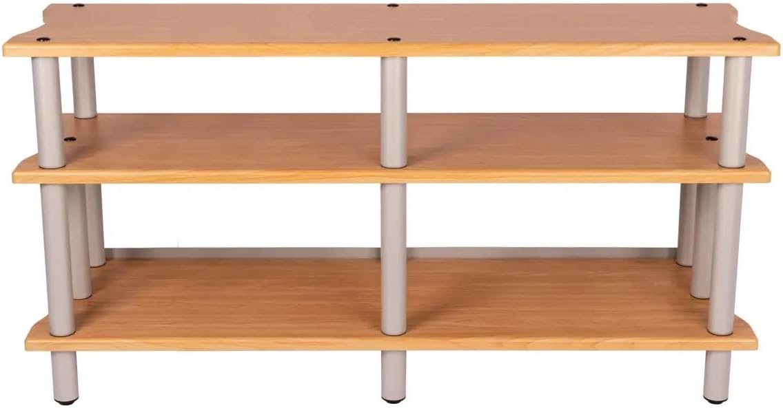 Monolith Double-Wide XL 3-Tier AV Stand - 300 lbs Weight Capacity Per Shelf, Organize and Display Your AV Components, Home Theater or Entertainment System, Maple