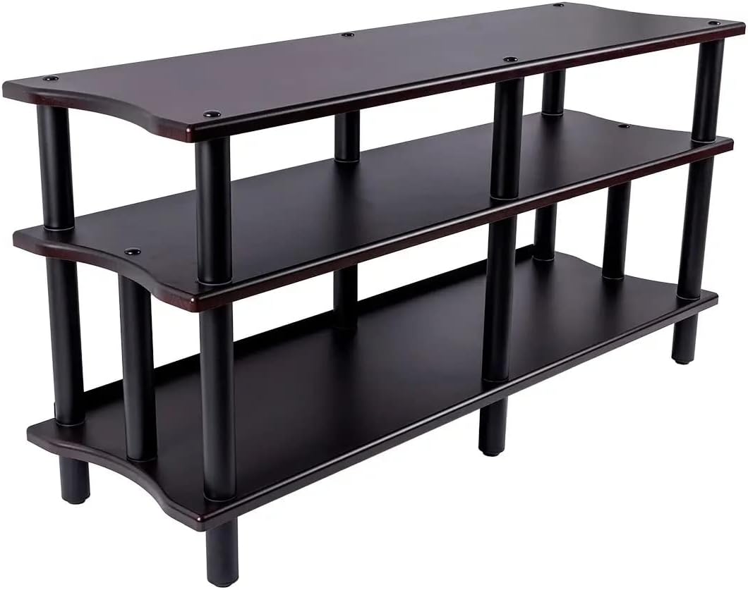 Monolith Double-Wide XL 3-Tier AV Stand - 300 lbs Weight Capacity Per Shelf, Organize and Display Your AV Components, Home Theater or Entertainment System, Maple