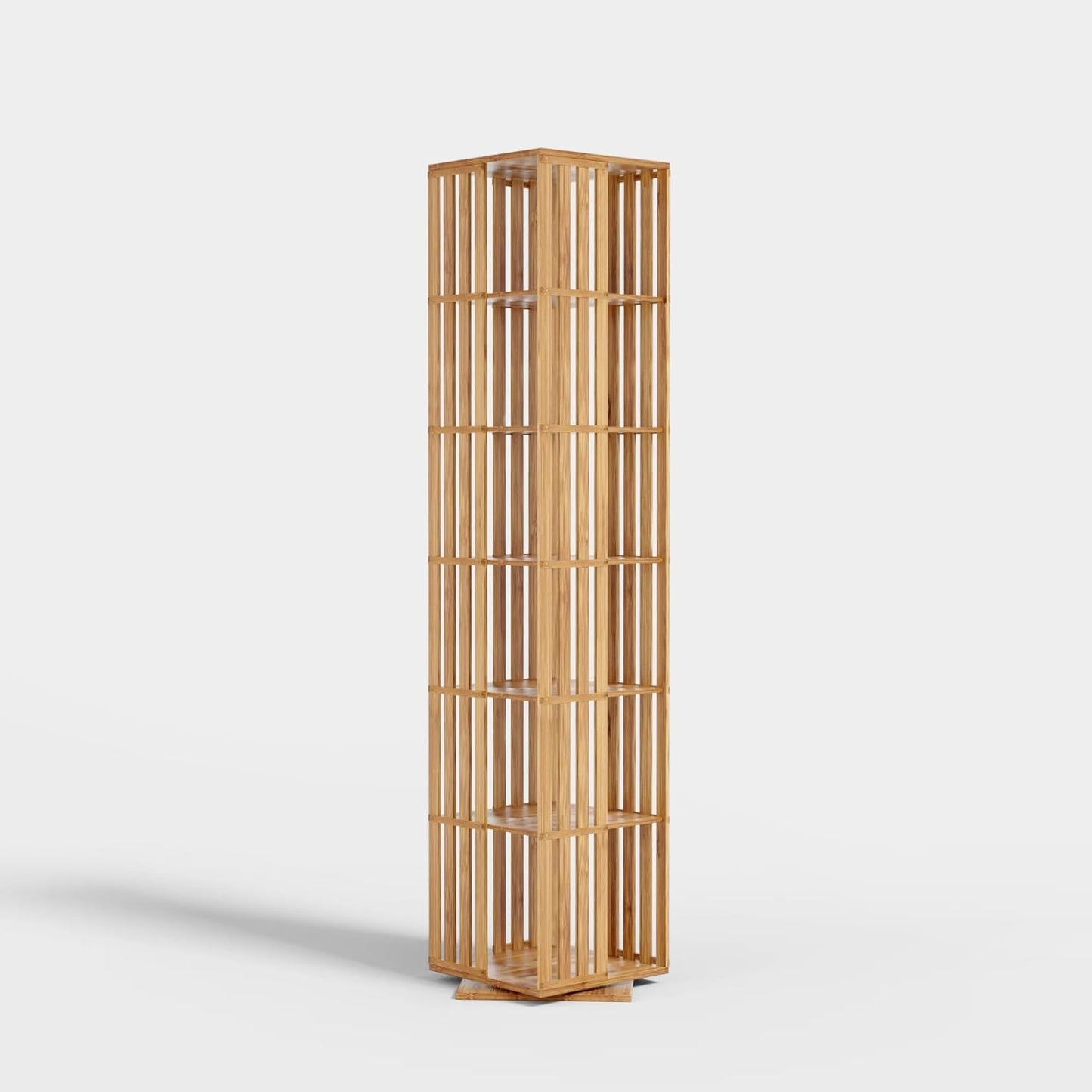 Rotating Bookshelf Tower, 360 Display Spinning Bookcase, Bamboo Bookshelf Floor Standing Storage Rack, Wood Narrow Book Shelf Organizer for Kids&Adults (Black)
