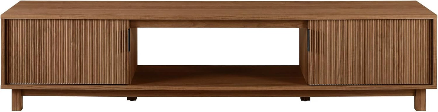 Walker Edison Arundo Fluted TV Stand for TVs up to 65 Inches, 58" TV Stand, Mocha
