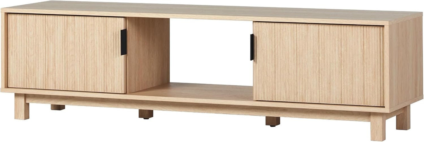 Walker Edison Arundo Fluted TV Stand for TVs up to 65 Inches, 58" TV Stand, Mocha