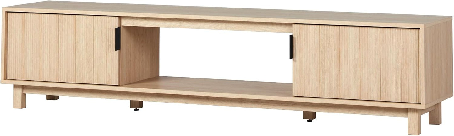 Walker Edison Arundo Fluted TV Stand for TVs up to 65 Inches, 58" TV Stand, Mocha