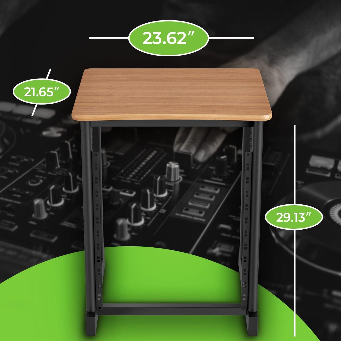 GEARit 12U Audio Rack With Flat Top for 19" Studio Gear, AV Equipment, Server Racks and More - Metal Construction, Oak Desktop Finish