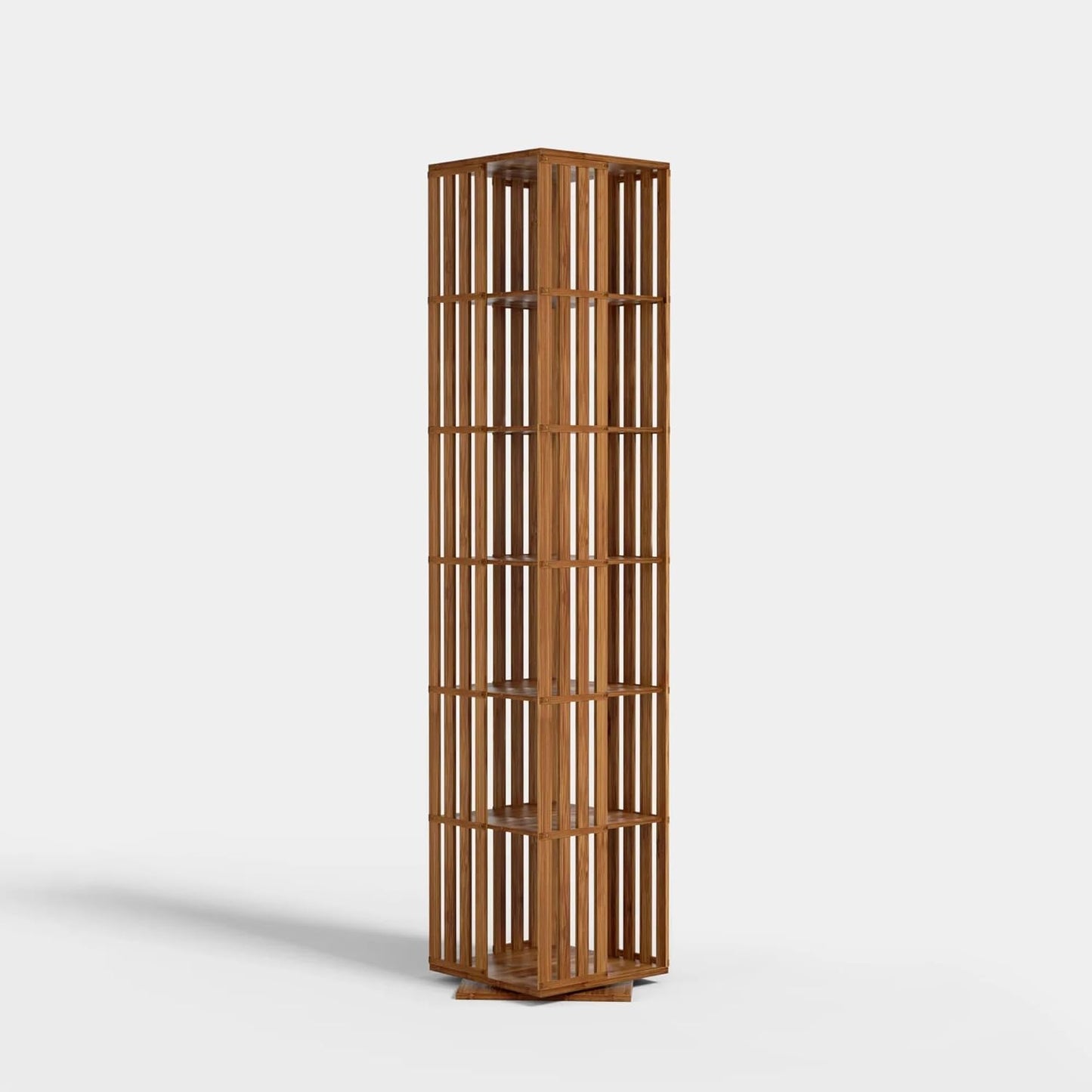 Rotating Bookshelf Tower, 360 Display Spinning Bookcase, Bamboo Bookshelf Floor Standing Storage Rack, Wood Narrow Book Shelf Organizer for Kids&Adults (Black)
