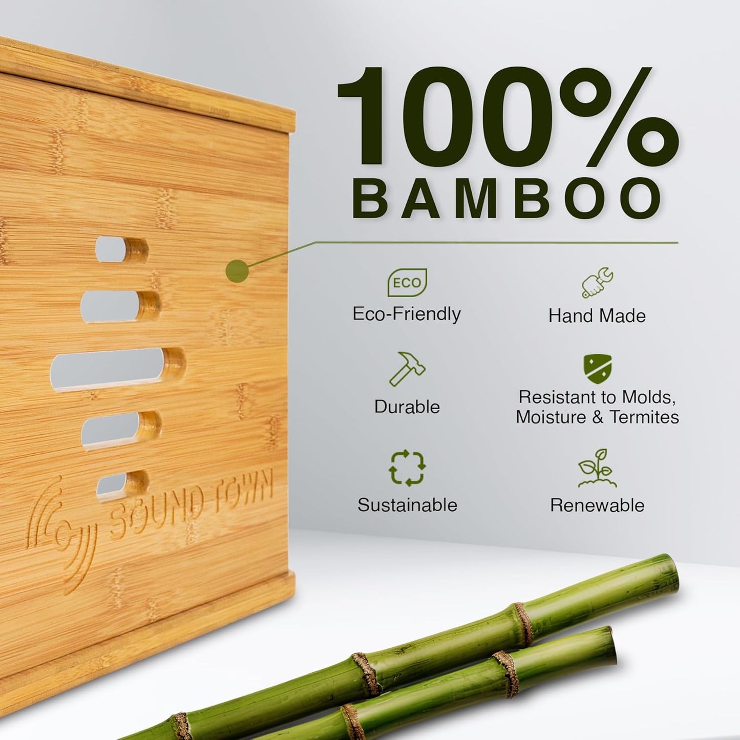 Sound Town DIY 10U Solid Carbonized Bamboo Studio Rack w/ 16" Depth, Ventilation, Rubber Feet, Casters for Recording Room, PA/DJ Pro Audio, Home Audio (STBR-10UW)