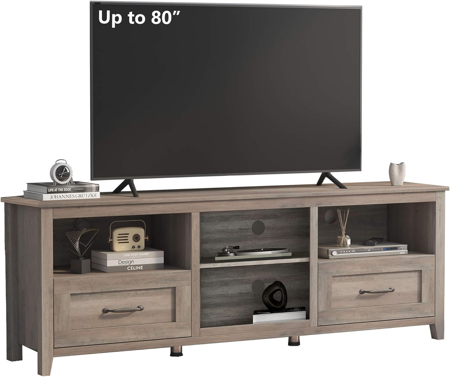 Modern Black TV Stand for TVs up to 80", Large Class TV Stands Cabinet, Modern Entertainment Center with Drawers for 55 65 70 75 inch TV Stand, Wood Storage Cabinet Media Console for Living Room