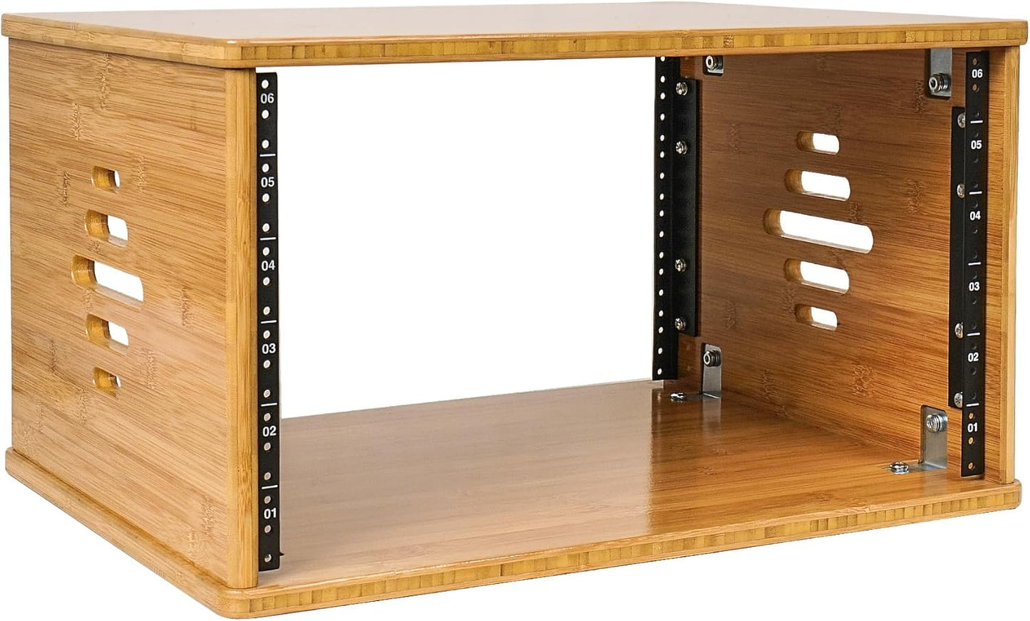 Sound Town DIY 10U Solid Carbonized Bamboo Studio Rack w/ 16" Depth, Ventilation, Rubber Feet, Casters for Recording Room, PA/DJ Pro Audio, Home Audio (STBR-10UW)