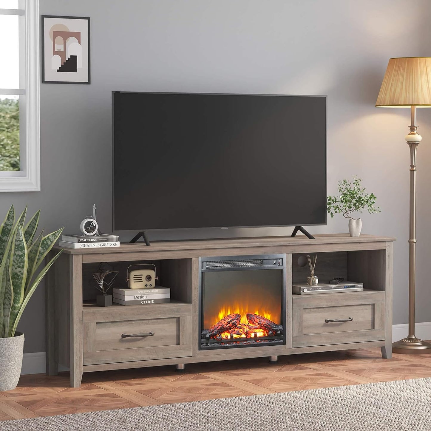 Modern Black TV Stand for TVs up to 80", Large Class TV Stands Cabinet, Modern Entertainment Center with Drawers for 55 65 70 75 inch TV Stand, Wood Storage Cabinet Media Console for Living Room