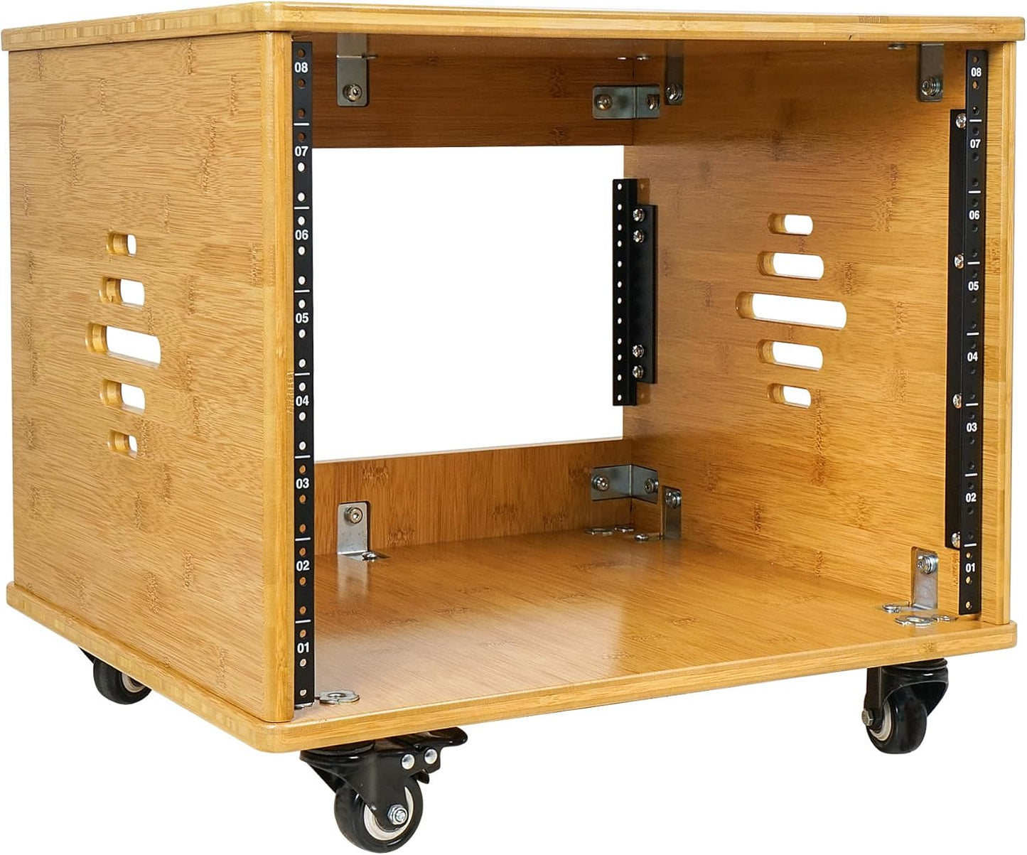 Sound Town DIY 10U Solid Carbonized Bamboo Studio Rack w/ 16" Depth, Ventilation, Rubber Feet, Casters for Recording Room, PA/DJ Pro Audio, Home Audio (STBR-10UW)