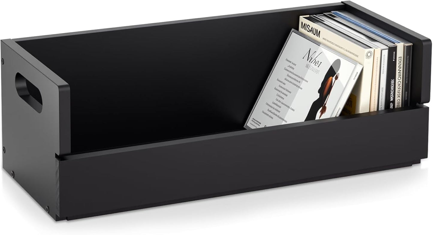 2 Set Wooden CD Storage Box Holder Shelf Cassette Tape Display Racks with Carrying Handles, Organizer Shelf for Movie Cases, DVDs, Each Set Can Store up to 36 Pcs CDs (Brown)