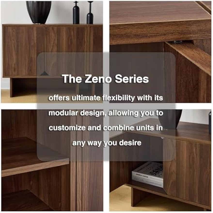 Modular TV Stand for 70-Inch TV, Also Used as Storage Sideboard,Bookcase,3pcs End Table,Nightstand,Buffet Cabinets with Adjustable Shelf,Coffee Table for Living Room, Dining Room,Bedroom,Walnut