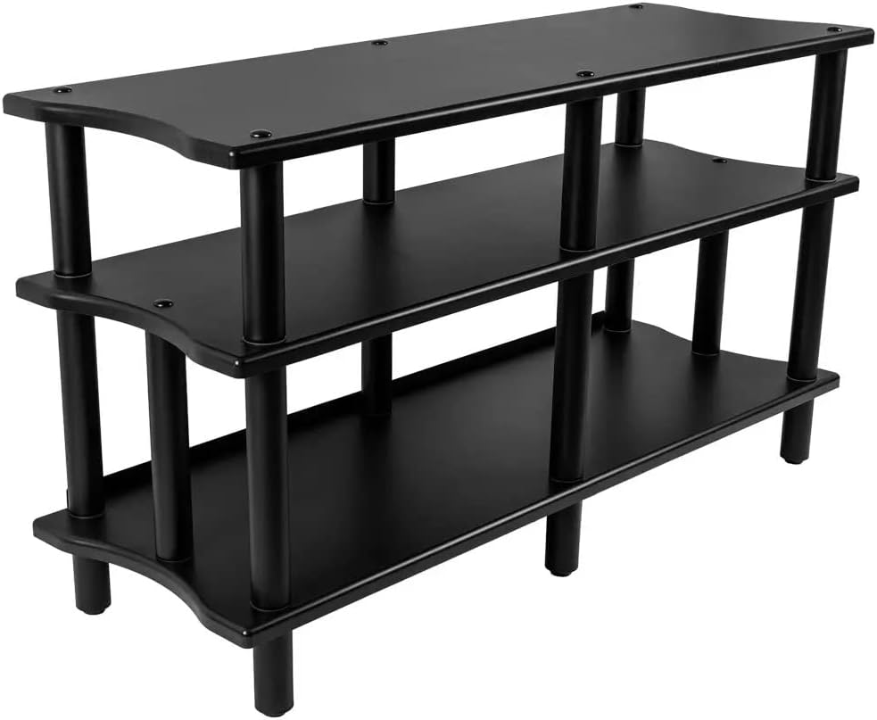 Monolith Double-Wide XL 3-Tier AV Stand - 300 lbs Weight Capacity Per Shelf, Organize and Display Your AV Components, Home Theater or Entertainment System, Maple