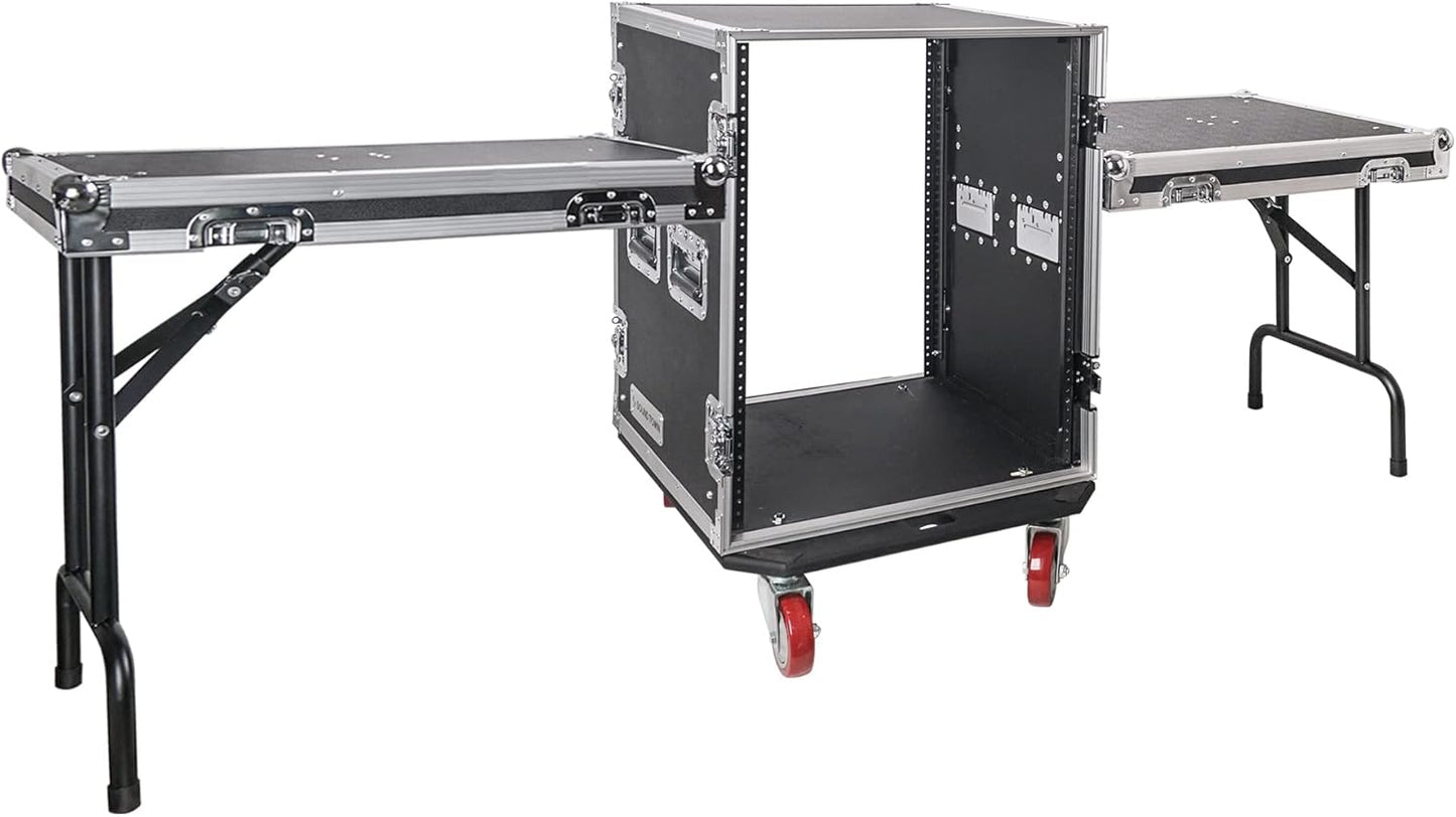Sound Town 12U PA/DJ Rack/Road Case, 12-Space, with 21” Rackable Depth, Casters, Plywood, Metal Ball Corners - Pro Tour Grade (STRC-12UW)