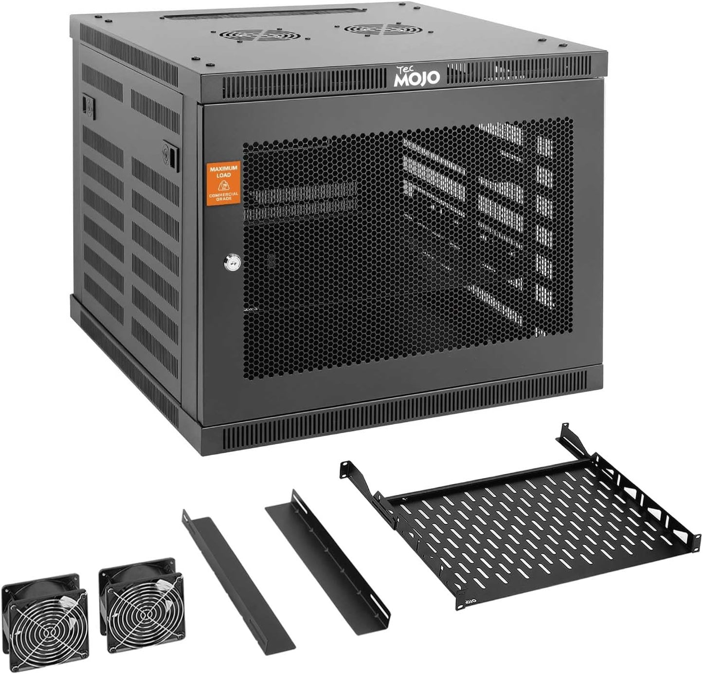 Tecmojo 15U Wall Mount Rack,15U Rack 17.7 Inch Depth,Hold Up to 176 Lbs,Enclosed Wall Mount Rack Kit for 19 Inch Network,Server and AV Gear,Glass Door(Elite Collection)