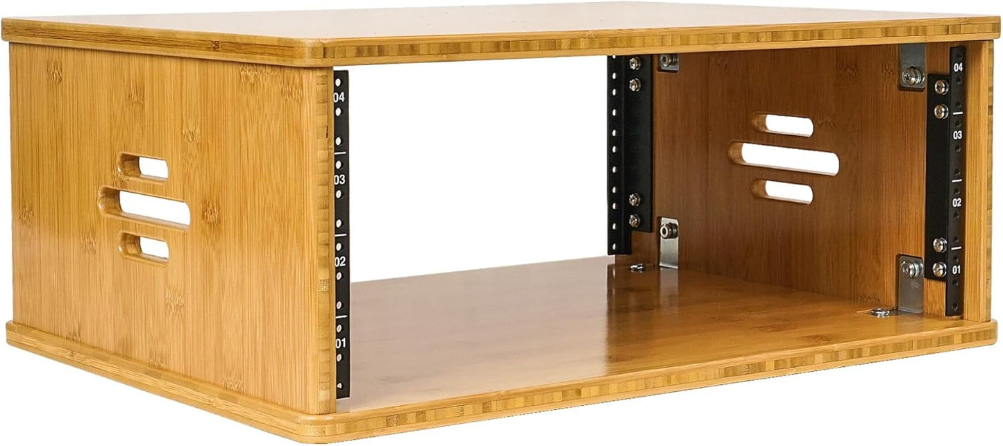 Sound Town DIY 10U Solid Carbonized Bamboo Studio Rack w/ 16" Depth, Ventilation, Rubber Feet, Casters for Recording Room, PA/DJ Pro Audio, Home Audio (STBR-10UW)