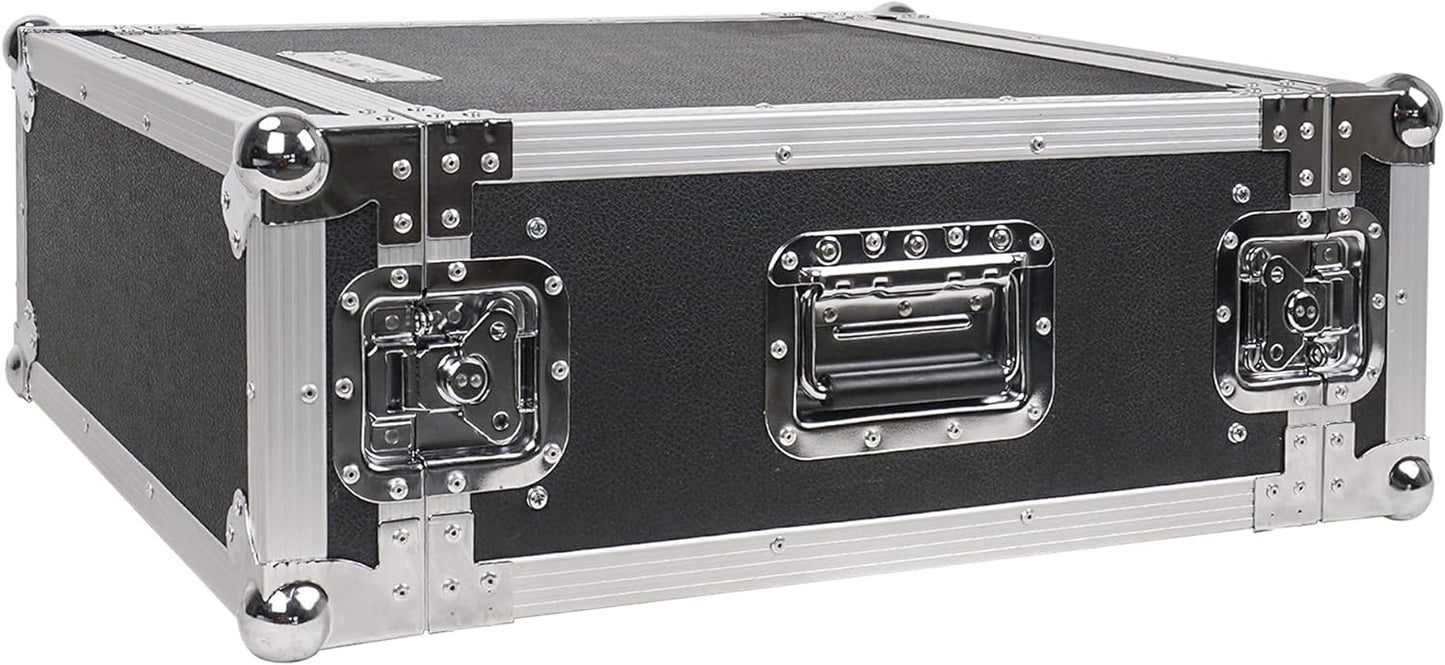 Sound Town 4U PA DJ Pro Audio Rack/Road ATA Case with 11U Slant Mixer Top, 20.2’ Rackable Depth, 4 Space Size - Pro Tour Grade (STMR-4U)