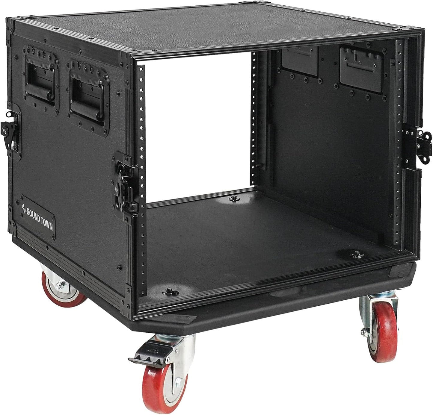 Sound Town 12U PA/DJ Rack/Road Case, 12-Space, with 21” Rackable Depth, Casters, Plywood, Metal Ball Corners - Pro Tour Grade (STRC-12UW)