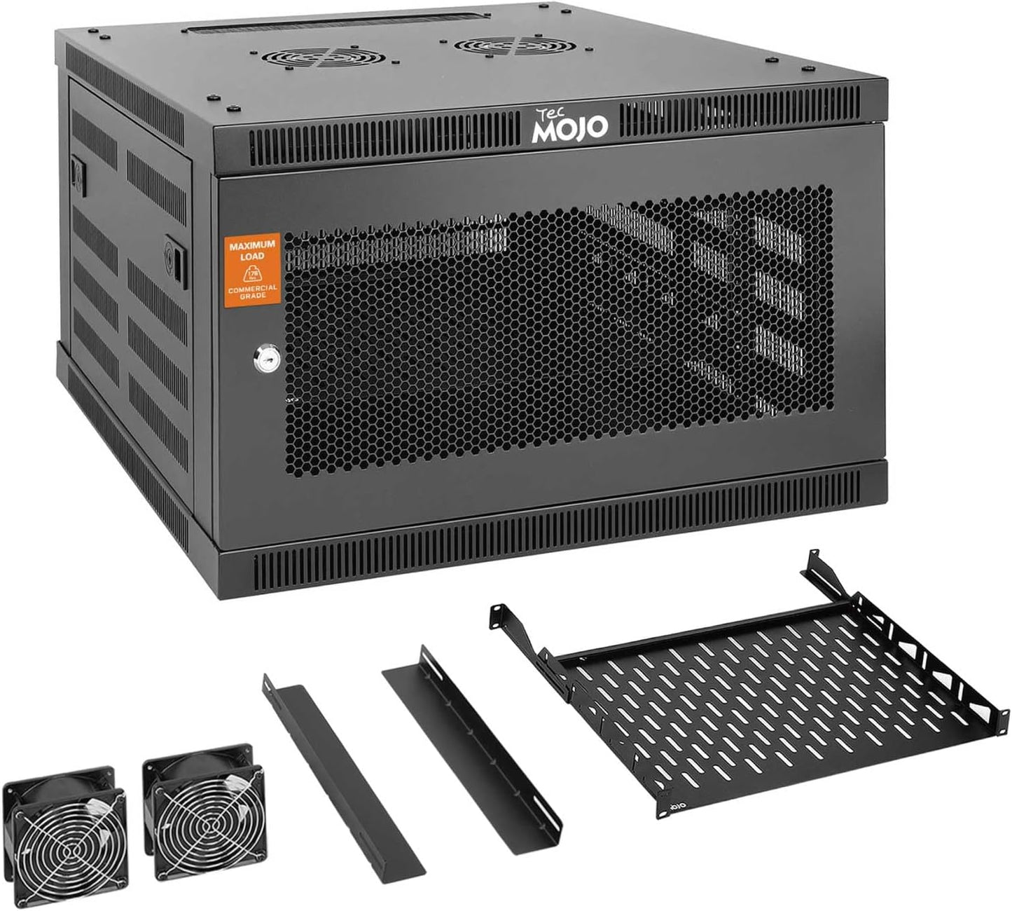 Tecmojo 15U Wall Mount Rack,15U Rack 17.7 Inch Depth,Hold Up to 176 Lbs,Enclosed Wall Mount Rack Kit for 19 Inch Network,Server and AV Gear,Glass Door(Elite Collection)