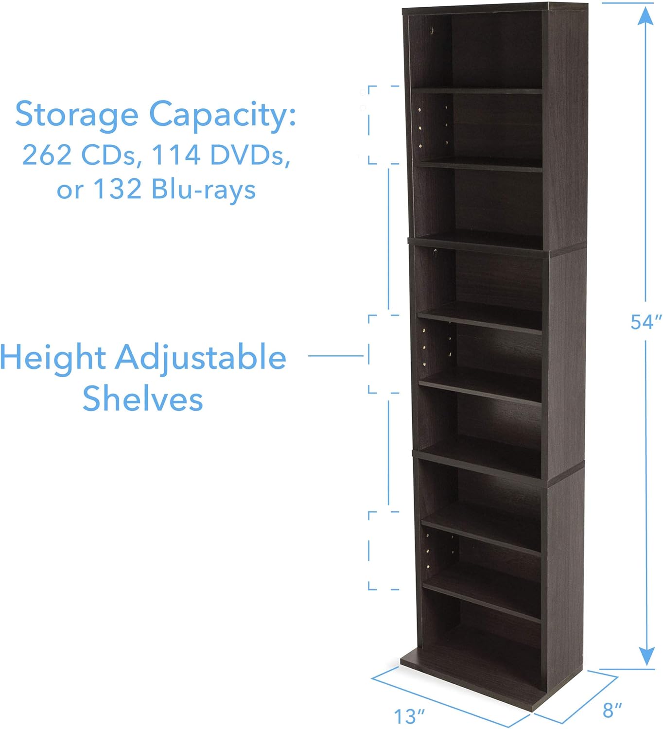 Atlantic Summit Media Storage Cabinet – Protects & Organizes Prized Music, Movie, Video Games or Memorabilia Collections, PN 74735727 in Espresso