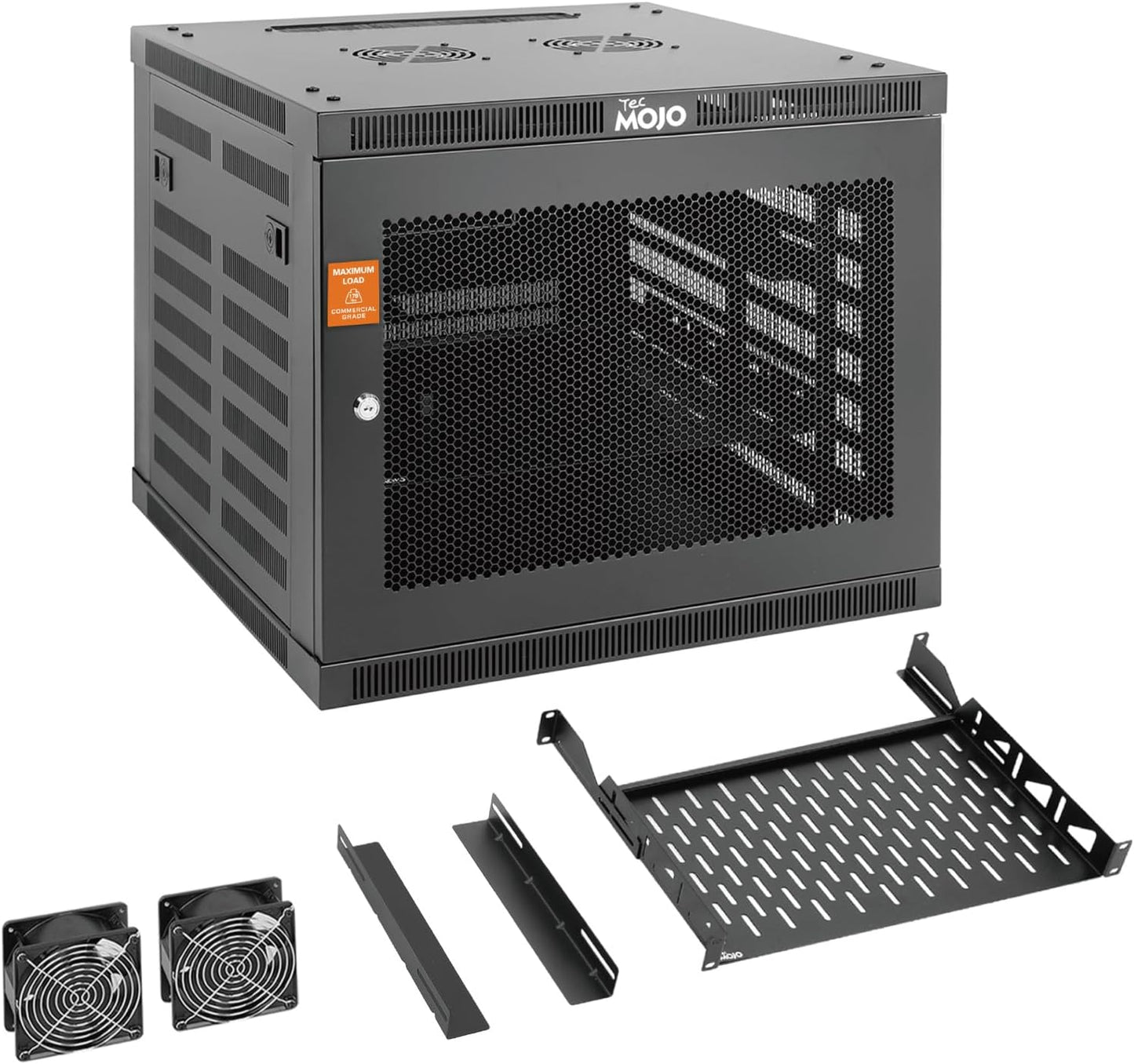 Tecmojo 15U Wall Mount Rack,15U Rack 17.7 Inch Depth,Hold Up to 176 Lbs,Enclosed Wall Mount Rack Kit for 19 Inch Network,Server and AV Gear,Glass Door(Elite Collection)