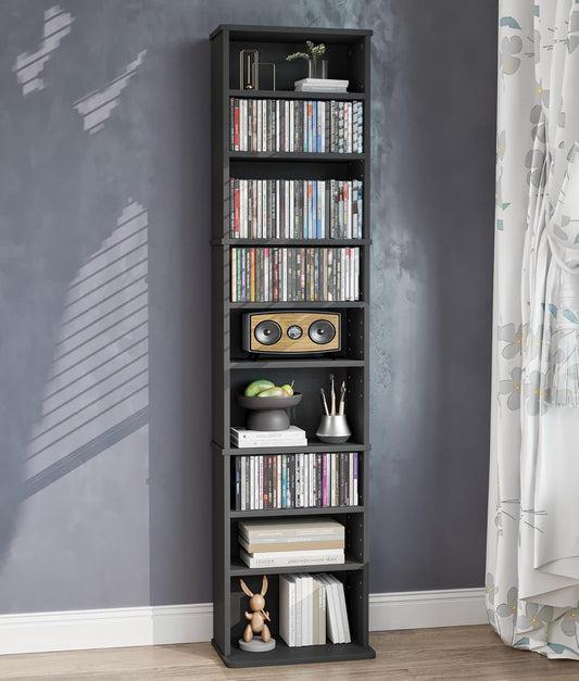 DVD Storage Cabinet, 9-Tier CD Shelf Storage with Adjustable Shelves DVD Stand Tower for CD Holder, Books, Games