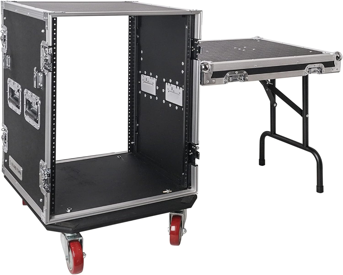 Sound Town 12U PA/DJ Rack/Road Case, 12-Space, with 21” Rackable Depth, Casters, Plywood, Metal Ball Corners - Pro Tour Grade (STRC-12UW)