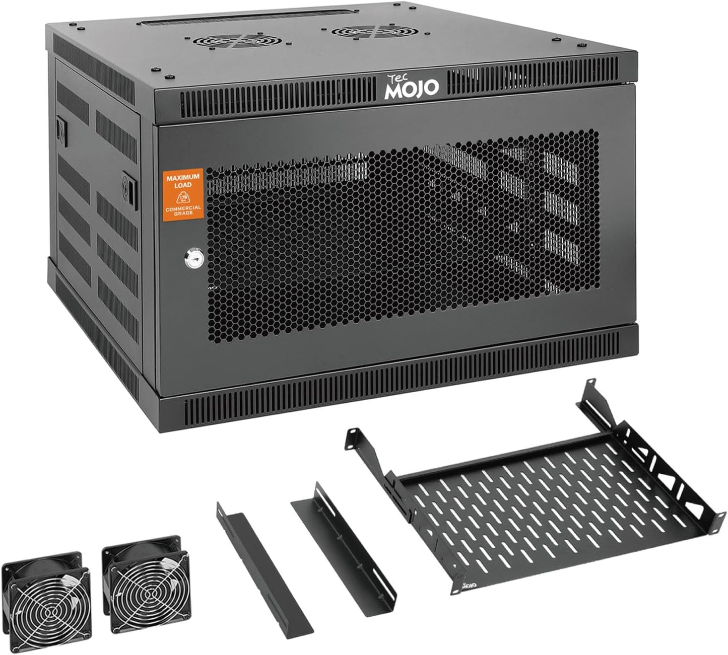 Tecmojo 15U Wall Mount Rack,15U Rack 17.7 Inch Depth,Hold Up to 176 Lbs,Enclosed Wall Mount Rack Kit for 19 Inch Network,Server and AV Gear,Glass Door(Elite Collection)