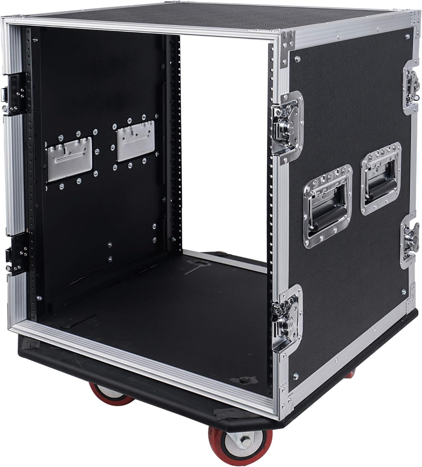 Sound Town 12U PA/DJ Rack/Road Case, 12-Space, with 21” Rackable Depth, Casters, Plywood, Metal Ball Corners - Pro Tour Grade (STRC-12UW)