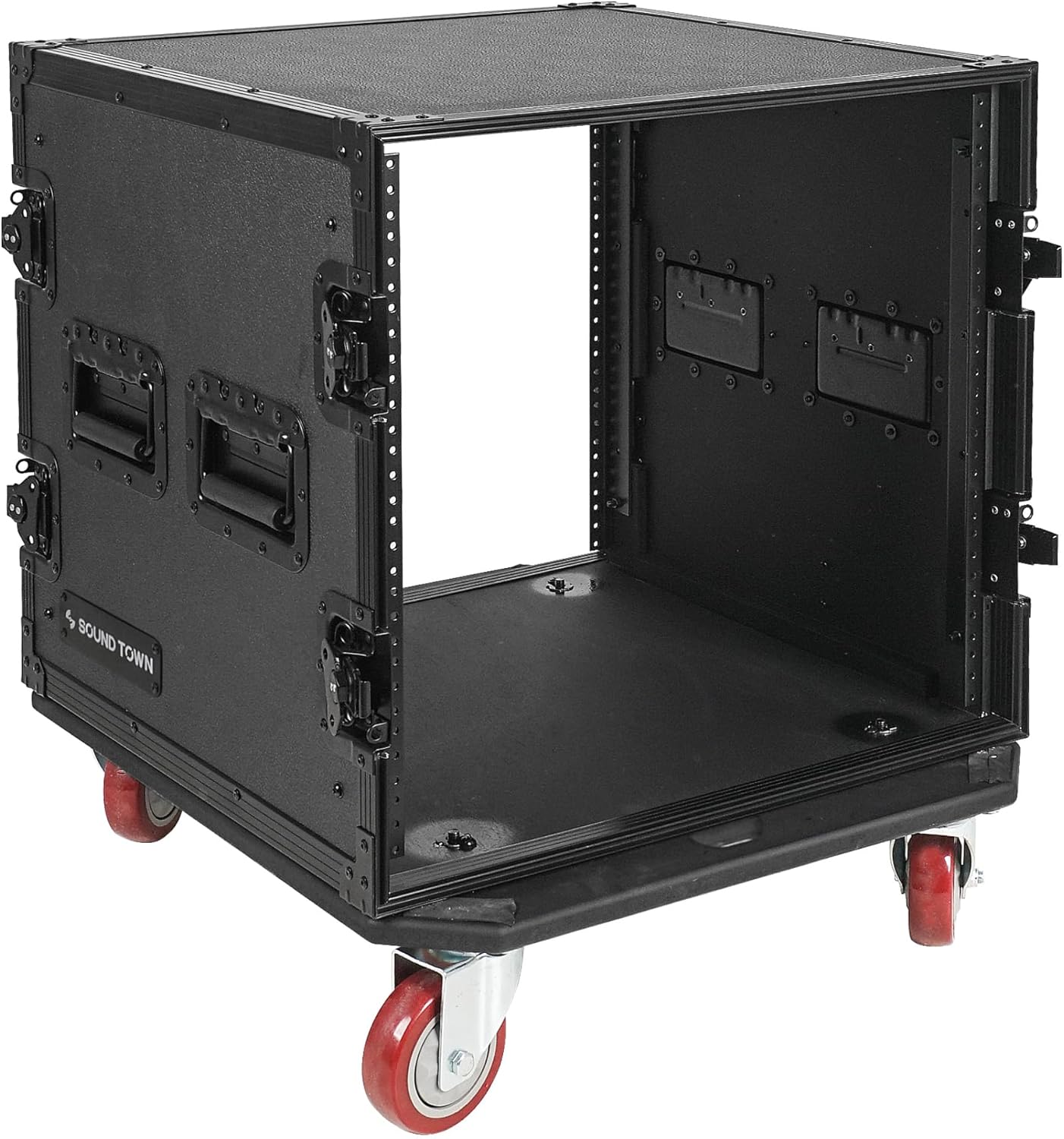 Sound Town 12U PA/DJ Rack/Road Case, 12-Space, with 21” Rackable Depth, Casters, Plywood, Metal Ball Corners - Pro Tour Grade (STRC-12UW)