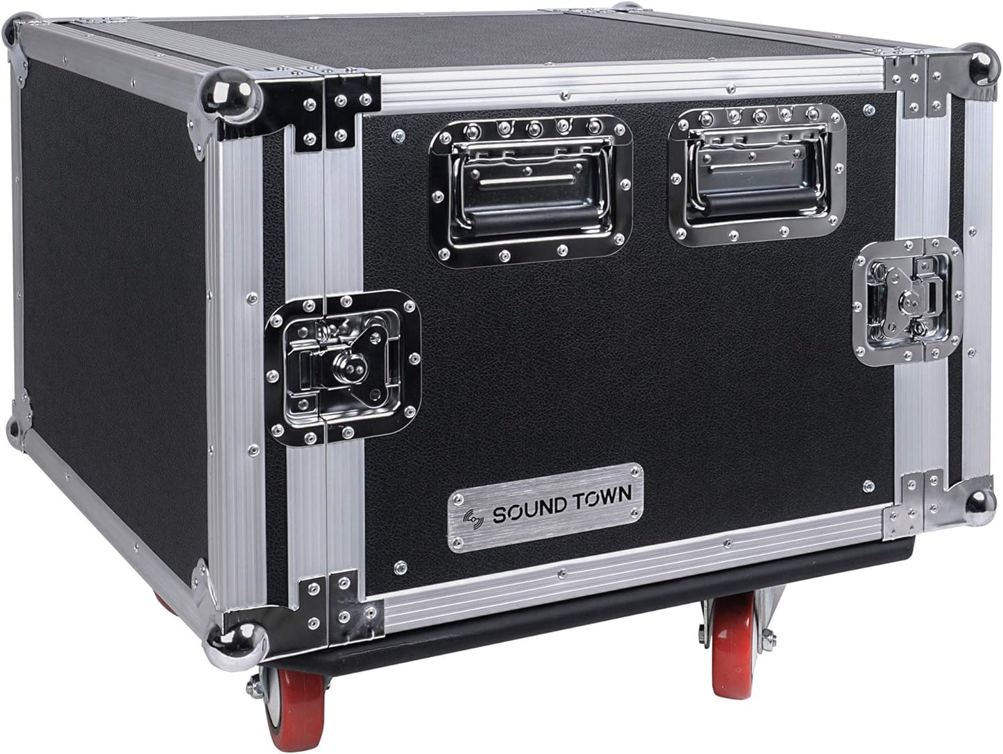 Sound Town 12U PA/DJ Rack/Road Case, 12-Space, with 21” Rackable Depth, Casters, Plywood, Metal Ball Corners - Pro Tour Grade (STRC-12UW)