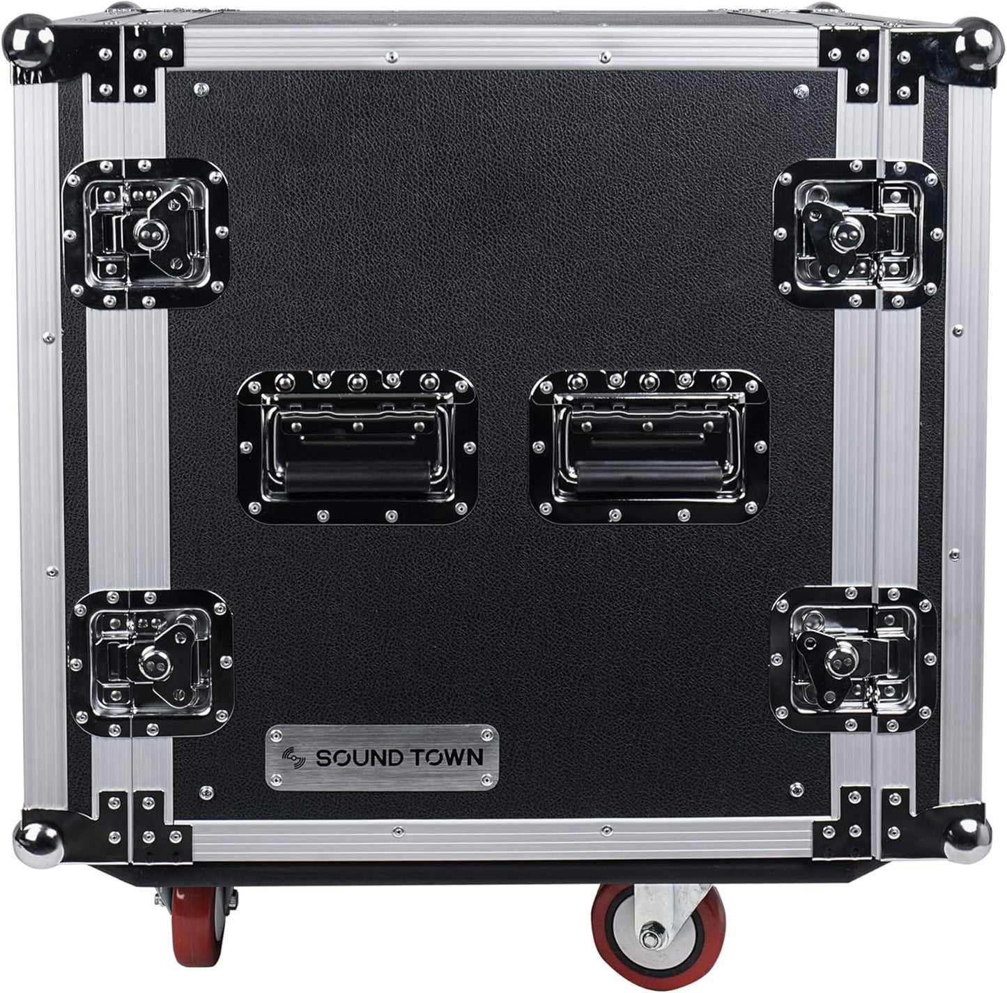Sound Town 12U PA/DJ Rack/Road Case, 12-Space, with 21” Rackable Depth, Casters, Plywood, Metal Ball Corners - Pro Tour Grade (STRC-12UW)