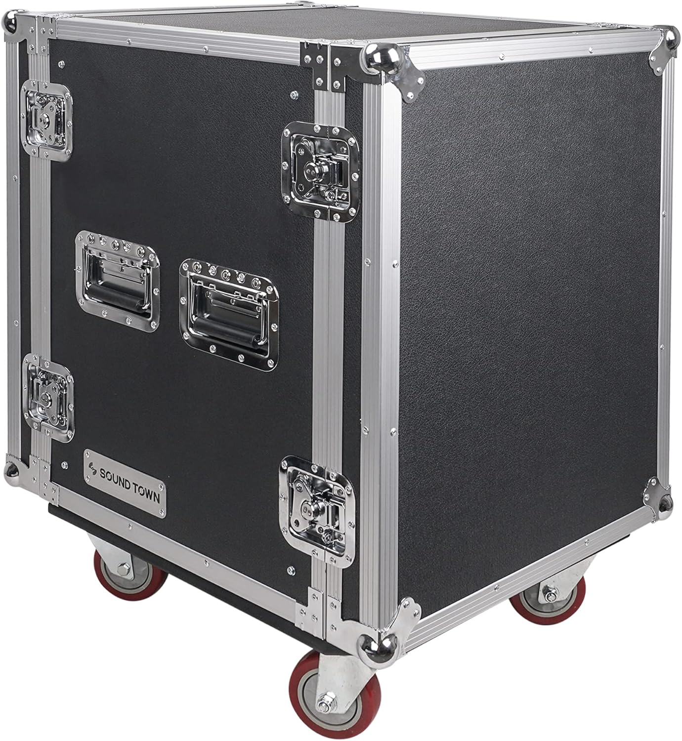 Sound Town 12U PA/DJ Rack/Road Case, 12-Space, with 21” Rackable Depth, Casters, Plywood, Metal Ball Corners - Pro Tour Grade (STRC-12UW)
