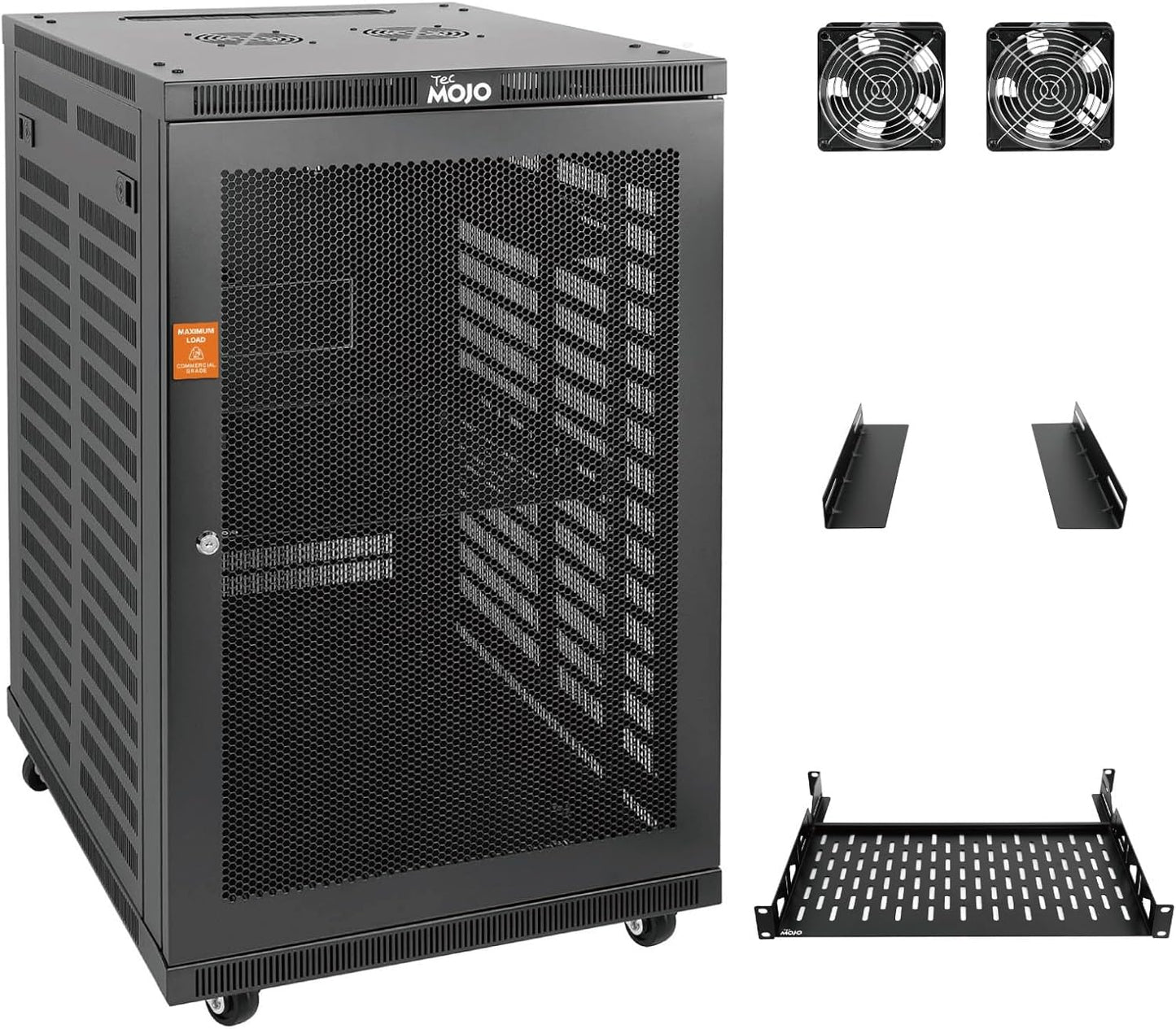 Tecmojo 15U Wall Mount Rack,15U Rack 17.7 Inch Depth,Hold Up to 176 Lbs,Enclosed Wall Mount Rack Kit for 19 Inch Network,Server and AV Gear,Glass Door(Elite Collection)