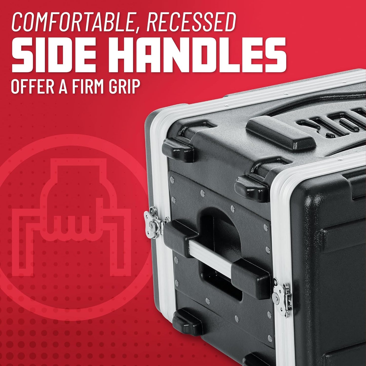 Gator Cases Lightweight Molded 6U Rack Case with Heavy Duty Latches, Shallow 14.25" depth (GR-6S)